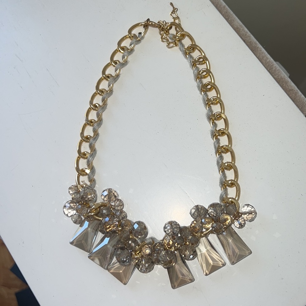 Gold crystal statement necklace